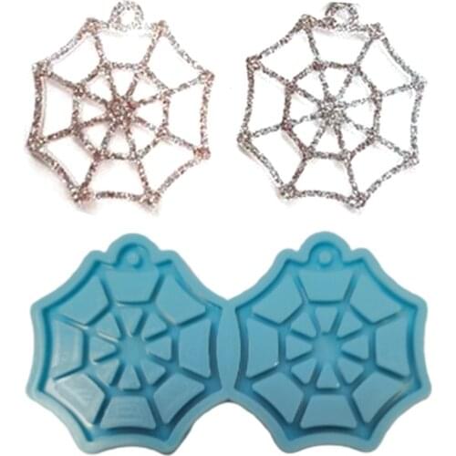 Crystal Epoxy Resin Mold Spiderweb Shape Earrings Dangler Casting Silicone Mould