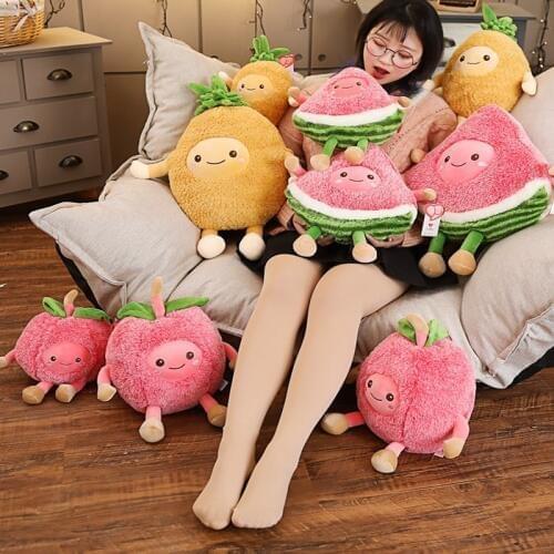Kawaii Fuzzy Watermelon Cherry Pineapple Fruits Soft Plush Cute Toys Stuffed Dolls Pillow for baby kids children girl gifts