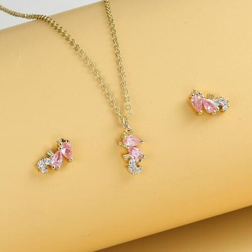 2Pcs 3 Pcs/Set Necklace Earrings Ring Set For Women 2021 New Fashion Trend Small Animal Zircon Jewelry Party Gift