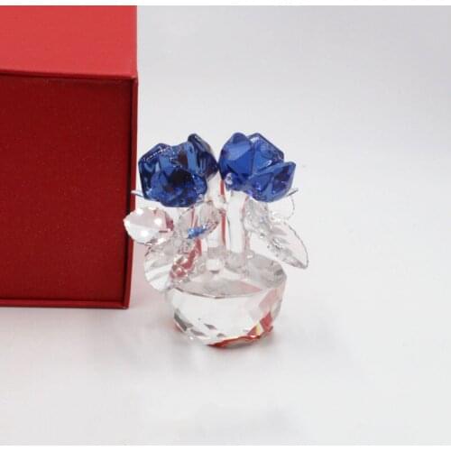 Beautiful clear k9 crystal rose flowers elegant wedding flower gift crystal glass roses home decorations