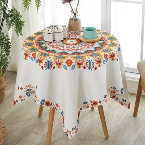 Tablecloth Round Wedding Tablecloth Floral Printed Tablecloth Rectangular Table Cover Bohemian Style