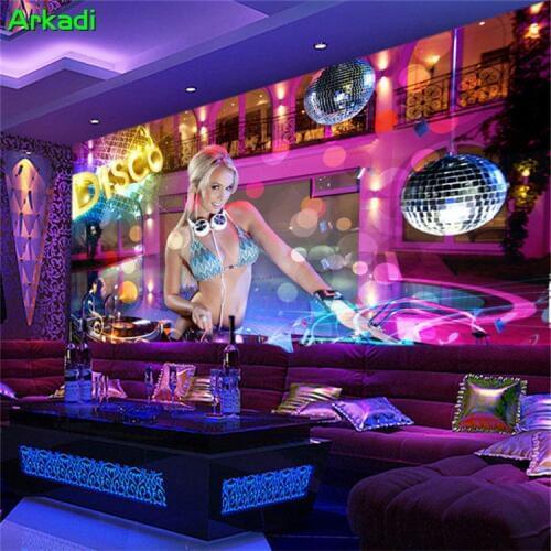 Cool nightclub sexy DJ beauty bar KTV tooling background wall dance large poster mural underwear beautiful wallpaper
