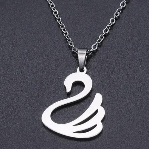 Swan Stainless Steel Charm Necklace for Women Dropshipping Accept OEM Order Dainty Steel Necklaces Fashion Jewelry Necklaces