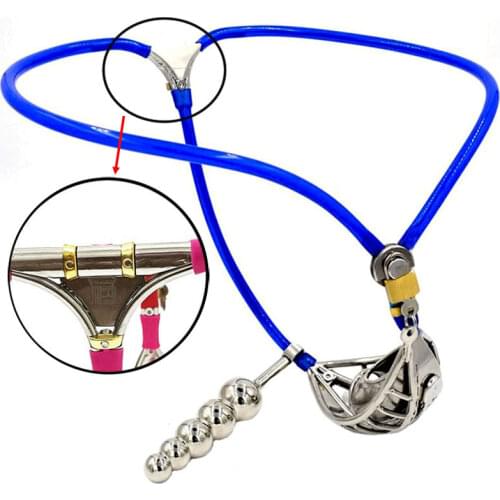 Metal Cock Cage Chastity Lock Pants With Anal Plug BDSM Bondage Stainless Steel Male Chastity Belt Cbt Erotic Sex Toys For Men