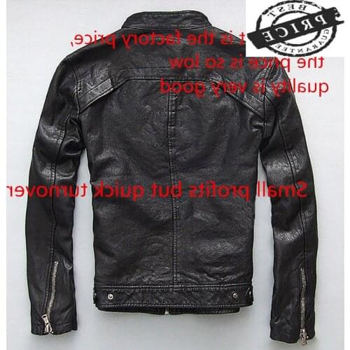 Leather Jacket Men 100% Genuine Real Sheep Goat Skin Brand Black Male Bomber Motorcycle Biker Mans Coat Autumn Spring Clothes