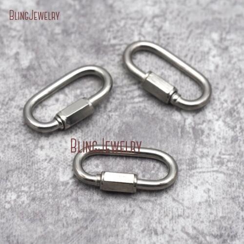 Stainless Steel Carabiner Lock Clasp Oval Screw Lock Clasp Links Findings FC28609