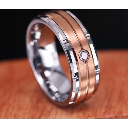 New Arrival 8mm Tungsten Wedding Ring Brushed Center Beveled Edge Wedding Band Engagement Ring, Can engraving