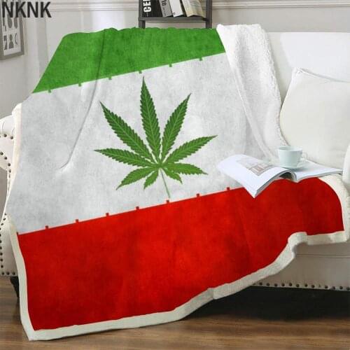 NKNK Leaves Blankets National Flag Plush Throw Blanket Colorful Thin Quilt Art Bedspread for bed Sherpa Blanket Fashion Premium