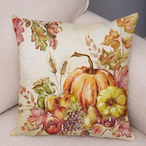 Farmhouse Autumn Cushion Case for Sofa Couch18 x 18 Inches Fall harvest Throw Pillow Covers Pumpkin Truck Maple Leaves Bicycle
