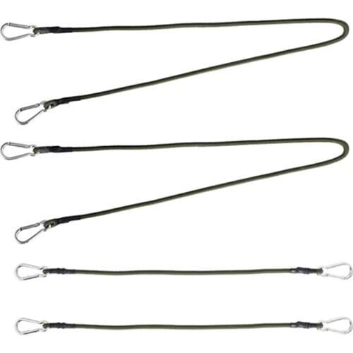 Outdoor Carabiner Elastic Rope Elastic Band Tent Lanyard 8mm Camping Clothesline Baggage Binding Rope Packing Belt, 4PCS