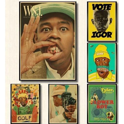 Tyler The Creator Hip Hop Rapper Star Retro Posters Wall Art Painting Vintage Kraft Paper Prints Home /Room/ Bar Decor