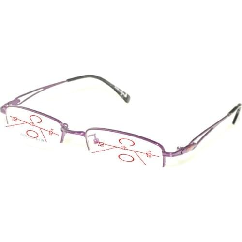 Progressive Multifocal Anti Blu Light Reading Glasses Red Metal Frame Men Women High Quality Rectangular Metal Frame+0.75To+4
