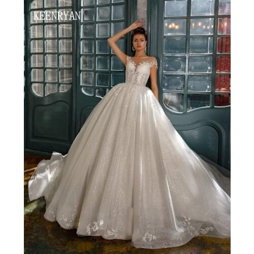 Sexy Appliques A-Line Wedding Dress 2020 Crystal Deep V neck Chaple Train High Quality Vintage Bridal Gown Vestido de Noiva