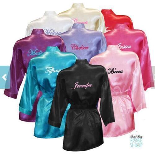Personalized names Wedding silk satin Bridal Shower pajamas nightgown Robes Hens Night Bachelorette Party favors decorations