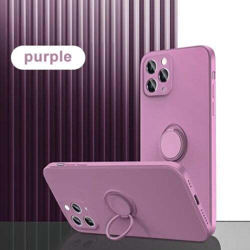 Silicone Magnetic Ring Holder Case For iPhone 11 12 Pro Mini XS Max XR XS X 8 7 6S Plus Case Soft Car Stand Finger Bracket Cover