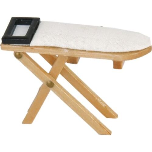 Cute 1:12 scale Doll House Miniature Iron With Ironing Board set Classic Pretend Play Furniture Toys Creative Children Gifts