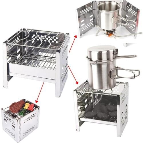 Stainless Steel Folding Mini Barbecue Charcoal Grill For Outdoor Cooking
