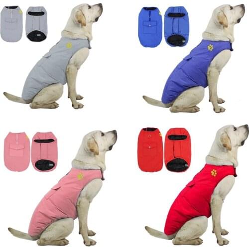 Dog Warm Two Wear Clothes Pet Waterproof Reflective Padded Jacket Puppy Costume Winter Clothes for Large Dogs Pet Products
