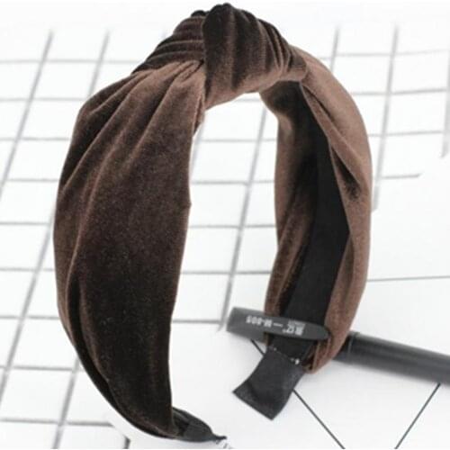 Solid Color Velvet Wide Hair Headband Knot Women Hair Accessories Headdress Hair Hoop Casual Headwear Head Band Adults Hairbands