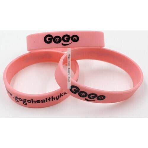 Kids Promotion Gift Custom Hot Pink Soft Silicone Wristband Cute Logo Silk Screen Print Person Design Rubber bands