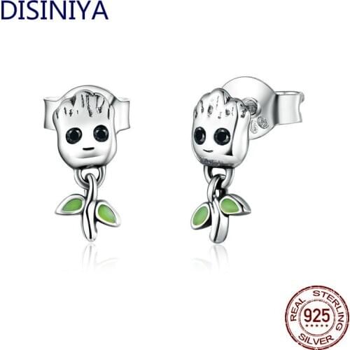DISINIYA 925 Sterling Silver Exquisite Cute Tree Elf Baby Cartoon Earrings Cute/Romantic Gift Jewelry Women ESCE19900