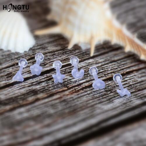 1 Pair Acrylic Helix Bar Daith Oreja Ring Stud Earring Tragus Piercing Stud Earings Cartilage Ear Piercing Jewelry Fast Shipping