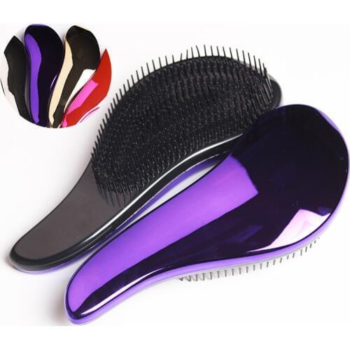 1pc Magic Anti-static Hair Brush Handle Tangle Detangling Comb Shower Electroplate Massage Comb Salon Hair Styling Tool Wholesal