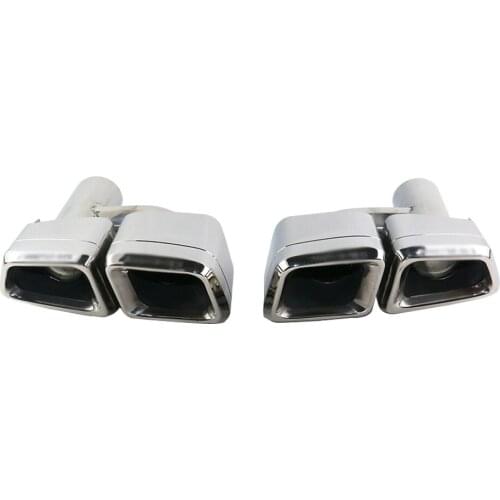 1set(2pcs) Stainless Steel Car Exhaust Pipe Double Slant Rolled Tailpipes H type Tails Tip E63