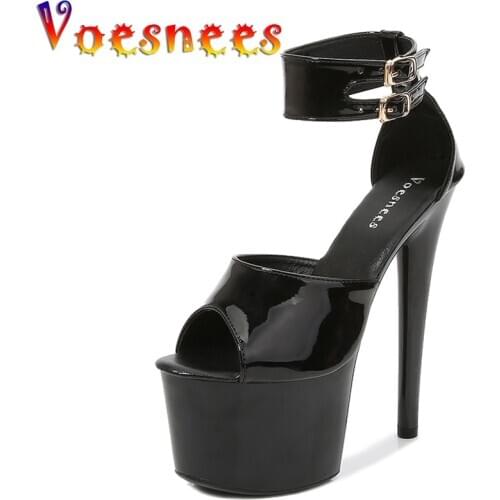 Stripper Heels Modern Sandals Women Party Shoes 2021 Summer Patent Leather Thin Heels T-tied Pole Dance Shoes sexy High-heels