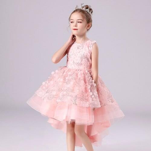 2021 girls dress flower childrens dress wine red lace childrens banquet dress wedding dress girls tuxedo piano performance dress