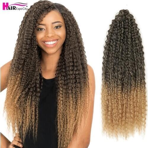 Afro Kinky Curly Hair Braid Crochet Braiding Hair Extensions 20 Inch Marly Hair For Black Women Ombre Brown Bug Hair Expo City