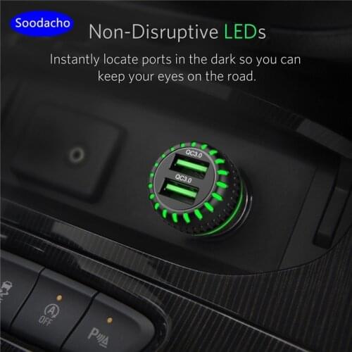 Soodacho Car Charger DP 27W Quick Charge 3.0 USB Car Phone Cigarette Lighter QC3.0 Fast PD USB Tpye C For Huawei Xiaomi iphone