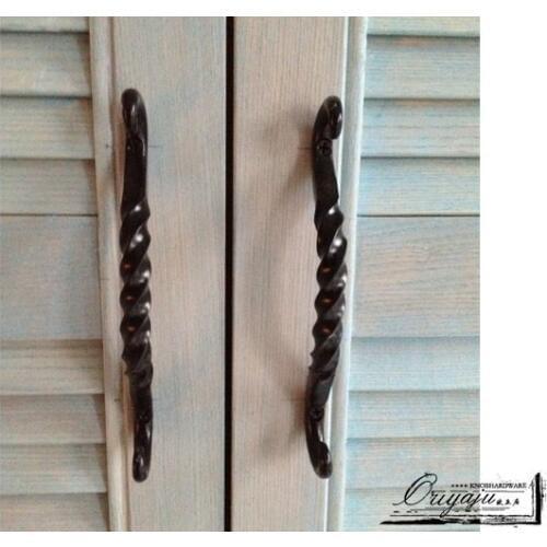 Furniture Fitting Black Kitchen Cabinet Pull Handle Hardware (C.C.:128mm,Length:177mm)