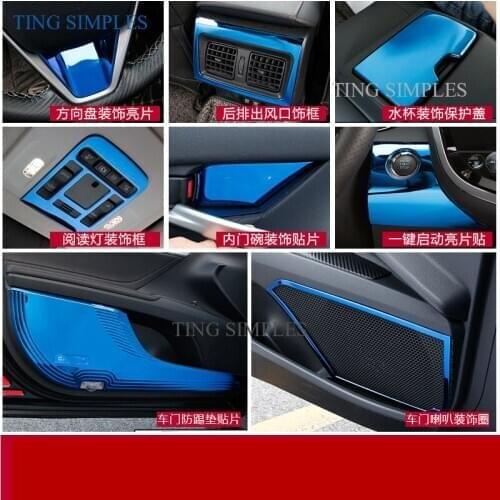 Car Dashboard Decorative Cover for Toyota Camry 2018 2019 2020 Blue Stainless Steel Interior Material car Styling Accessories