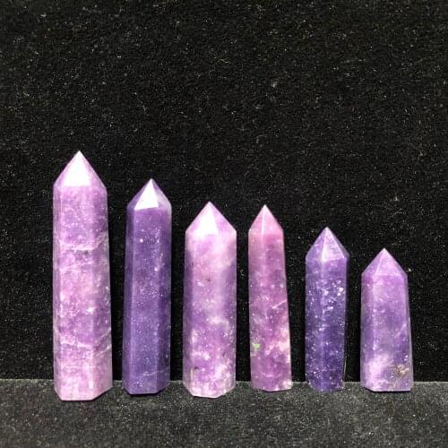 Natural Purple Mica Hand-Polished Hexagon Point Chakra Healing Reiki Stone Home Decoration Stone Handicraft Decoration Point