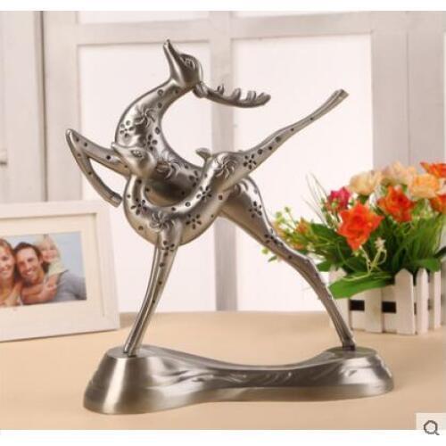 European Metal crafts double Deers with deer head statues for decoration home decoration accessories A31