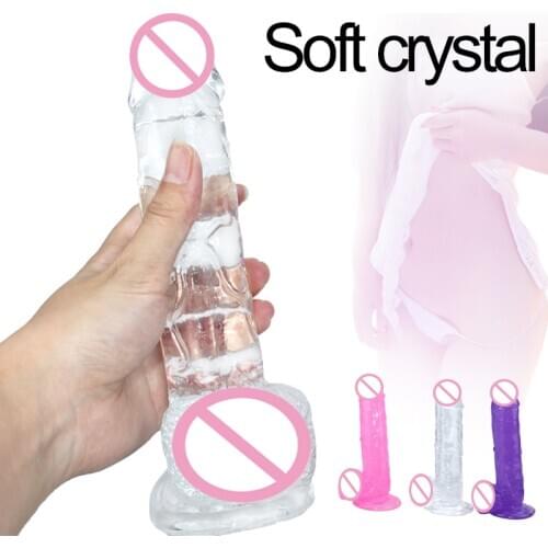 Crystal dildo realistic dildos for women soft jelly dick suction cup penis anal butt plug sex toy no vibrator female erotic toys
