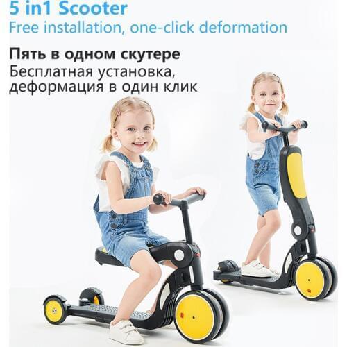 Outdoor Toys childrens scooter tricycle 5 in 1 Balance Bike Walker Infant Scooter Bicycle for 1 to 6 year old