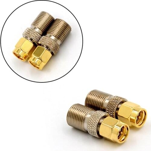 1PCS F Type Female Jack To SMA Male Plug Straight RF Coaxial Adapter F Connector To SMA Convertor Gold Tone