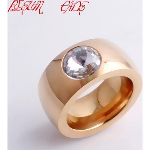 Crystal Zircon Ring 316L Stainless Steel Rose Gold Color Ring For Women Men Fashion Jewelry
