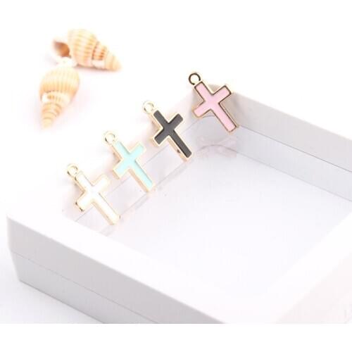 MRHUANG 10pcs/pack Crosses 11*17mm enamel Charms for Bracelet Necklace DIY craft