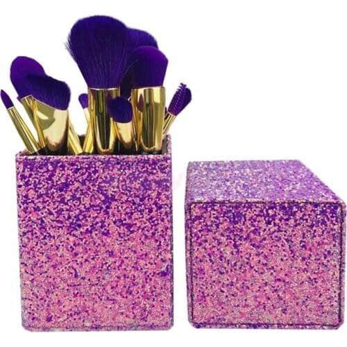 PU Leather Cosmetic Cup Case Makeup Brush Pen Lipstick Pencil Holder Empty Storage Box Desktop Business Stationery Office Holder