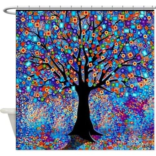Colorful Tree Of Life Art Print Design Waterproof Bathroom Partition Curtain Home Accessories