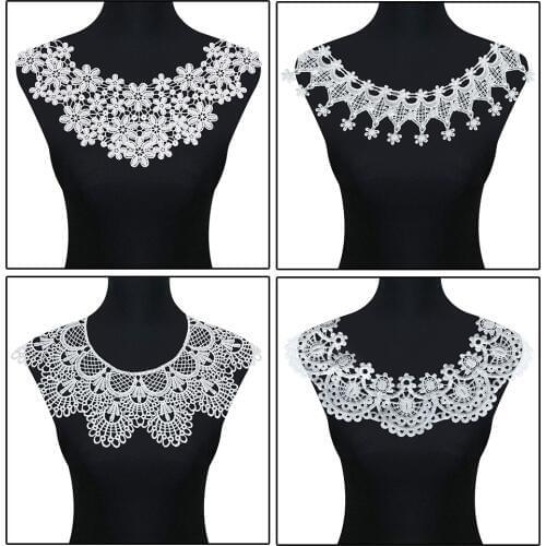 4Pcs White Beautiful Embroidery Lace Fabric DIY Lace Neckline for Sewing Supplies Craft Accessories Clothing Accessory