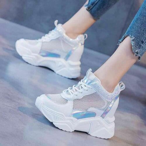 Fashion Trending Dad Shoes Womens Summer Versatile Height Increasing Insole Casual Sports Shoes' Mesh Breathable Platform Shoes