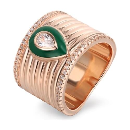 LAYA 925 Sterling Silver Fashion Neutral High Quality Zircon Green Nano Black Enamel Rings For Womens Mens Classic Jewelry