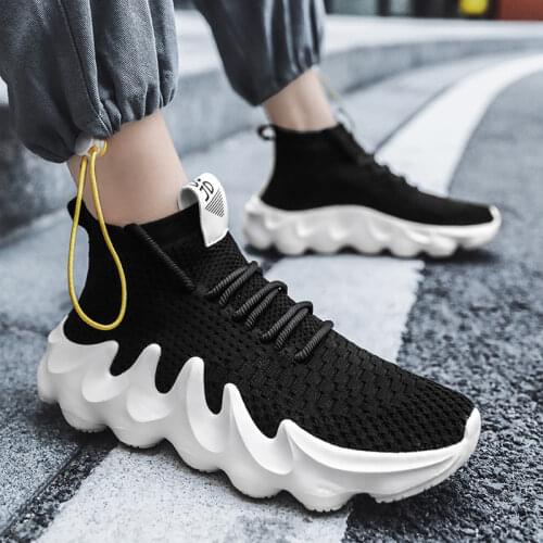 High Top Men Shoes Chunky Sneakers Breathable Running Jogging Mens Trainers Black Size 39-46 White Sports Shoes For Male Summer