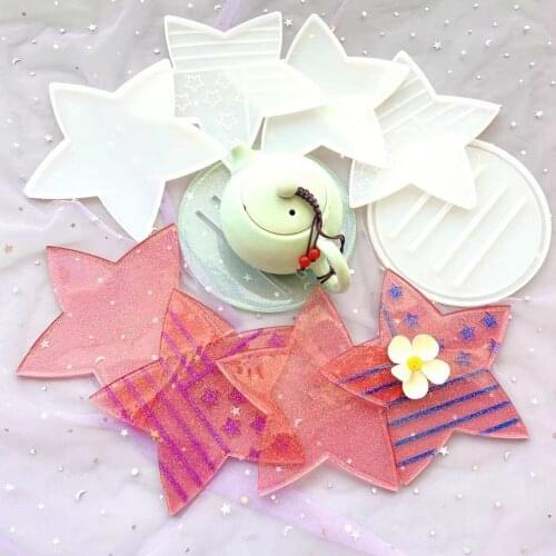 5-piece DIY Resin Epoxy Kit and Molds Stars Coaster Mold Coaster Bracket Combination Mirror Silicone Mold Table Decoration