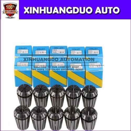 ER20 10Pcs Spring Collet Set For CNC Workholding Engraving & Lathe Tool 3-1/2mm Machine Accessories Milling Lathe Workholding