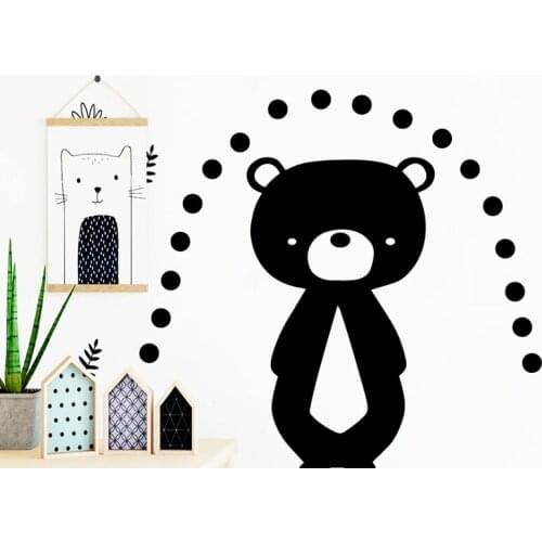 Cartoon Bear Wall sticker Nordic Style Forest Animals Decal Childrens Room Decoration Kids Bedroom Wall Decor Removable Mural